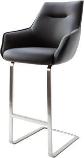 Barstuhl Alja-Flex Echt-Leder Schwarz Freischwinger flach Edelstahl Taschenfederkern