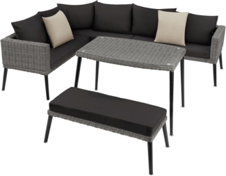 tectake Loungeset Rattan Lounge, (Set, 3-tlg), mit Aluminiumgestell