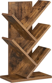 Vasagle Bücherregal Baumform, 5 Ebenen, platzsparend, Holzspanplatte Braun, 51 x 17,2 x 30 cm