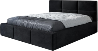 Polsterbett EMILI 140x200 mit Matratze, Bettkasten und Lattenrost. Farbe: Schwarz 20