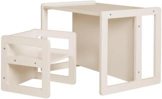 roba Kindersitzgruppe 3in1 - Wendehocker & zum Tisch umwandelbarer Kinderbank - Sitzgruppe für Kinder - Set aus Holz beige/Cashmere
