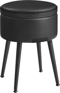 Vasagle EKHO Kollektion - Sitzhocker, Sitzbank mit Stauraum, Sitztruhe, Kunstleder, Nähte, Mid-Century-Stil, modern, rund, Stahlbeine, bis 150 kg belastbar, tintenschwarz von Songmics LOMDE005B01