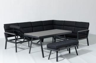 Gardissimo 'Nabari' Dining-Ecklounge mit Ecksofa, Bank & Tisch, Aluminium, Grau, Rechts