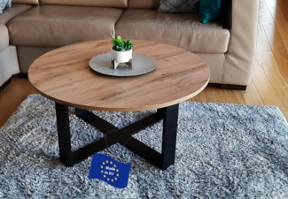 designimpex Couchtisch Design DA-333 rund Wohnzimmertisch Tisch 86 x 42 cm