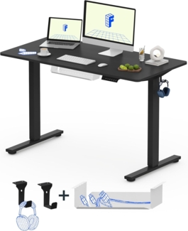 Flexispot EG1 Höhenverstellbarer Schreibtisch Elektrisch 2-Fach-Teleskop mit Tischplatte (Schwarz, 100x60 cm)