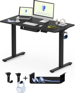 Flexispot EG1 Höhenverstellbarer Schreibtisch Elektrisch 2-Fach-Teleskop mit Tischplatte (Schwarz, 100x60 cm)