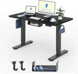 Flexispot EG1 Höhenverstellbarer Schreibtisch Elektrisch 2-Fach-Teleskop mit Tischplatte (Schwarz, 100x60 cm)