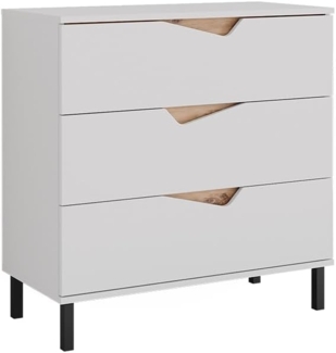 Kommode Marelle Weiß/Artisan 80 x 81.2 cm mit 3 Schubladen Vicco