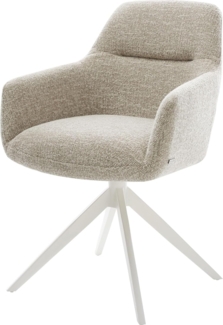 Drehstuhl Pejo-Flex Webstoff Soft Beige Kreuzgestell breit Weiß 360° drehbar Wippfunktion Taschenfederkern