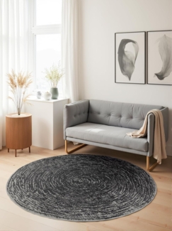 HANSE Home Teppich Cavallo, rund, Höhe: 9 mm, Wohnzimmer, Schlafzimmer, Flur, Kurzflor, meliert, Vintage, weich