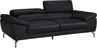 Vente-unique - Ledersofa 3-Sitzer - Schwarz - GRETEL