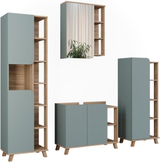 Badmöbel-Set Karen Sonoma/Blau 4 Teile Vicco