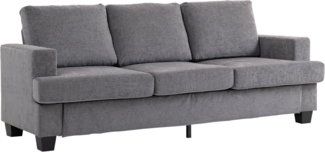 HOMCOM Sofa Couch mit Armlehnen, Becherhalter, Polstersofa 1 Teile, für Wohnzimmer, Schlafzimmer 213 x 82 x 90 cm, Grau