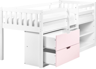 Mittelhochbett SUSVILLE 90 x 200 cm Holz Rosa