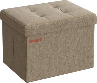 Songmics 41 cm Sitzbank mit Stauraum, klappbare Sitztruhe, Aufbewahrungsbox, Fußbank, helltaupe LSF102K01