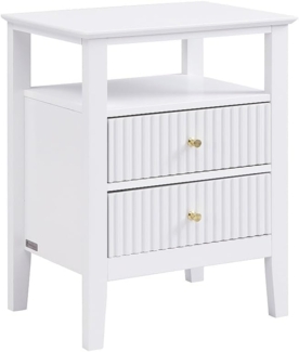 Vente-unique - Nachttisch 2 Schubladen & 1 Ablage – MDF – Weiß – NIRIVA