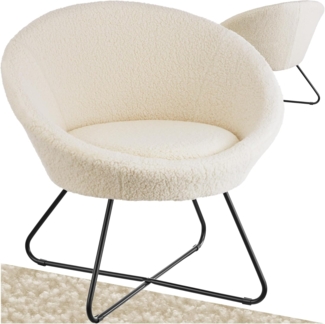 tectake Relaxsessel Cocktailsessel, gepolstert, mit Bouclé- oder Samtbezug