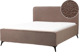 Bett mit Lattenrost VALOGNES 160 x 200 cm Bouclé Braun