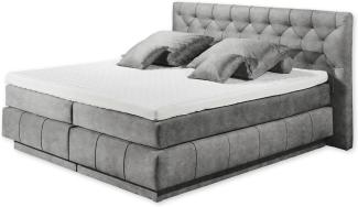 Boxspringbett FLORENZ 8 grau 7-Zonen TTFK Topper 180x200