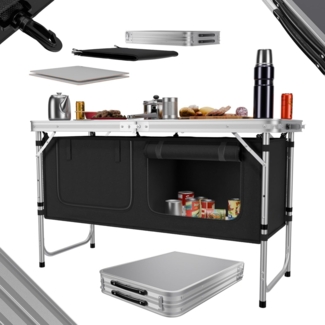 24Move Campingschrank Campingküche PRAIA Outdoorküche Alu (faltbar, höhenverstellbar, inkl. Tragetasche) mit Arbeitsplatte und Staufächern