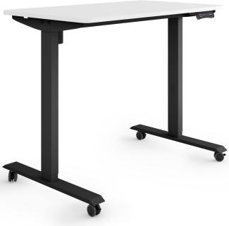 ESMART Germany ETX-121BW 100x60 cm Weiß Ergonomischer Steh-Sitz-Schreibtisch auf Rollen Stufenlos elektrisch höhenverstellbar 78,5-128,5cm 3X Memory Aktivitätserinnerung Soft-Start/Stopp