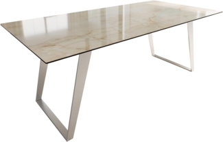 Esstisch Edge 200x100 Keramik Laminam® Onice Oro ?Edelstahl Schräg