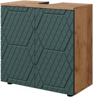 Vicco 'Irma' Waschbeckenunterschrank, Holz, Grün / Natur, 59 x 30 x 60 cm