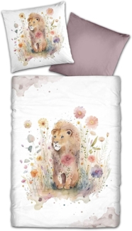 Traumschlaf Mako-Satin Bettwäsche Löwe|155x220 cm + 80x80 cm