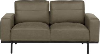 2-Sitzer Sofa Stoff grün Lederoptik SOVIK