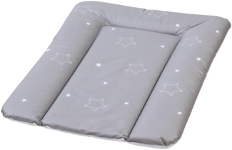 Premium Wickelauflage, erstklassige wasserdichte Wickelunterlage, 70x50 cm, pflegeleichte glatte Oberfläche, erhöhter Liegecomfort, einfach zu reinigen, leicht zu tragen, Stars grau