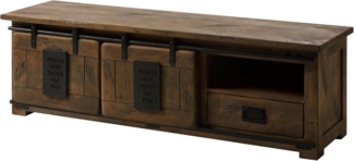 Massivmoebel24 TV-Board (Mango 160 x 45 x 50 braun lackiert RAILWAY #401), Mango 160 x 45 x 50 braun lackiert RAILWAY #401