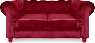 Menzzo Grand Canapé Chesterfield 2-Sitzer Sofa mit Samtbezug Rot