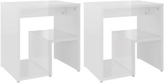 vidaXL Nachttische 2 Stk. Hochglanz-Weiß 40x30x40 cm Holzwerkstoff 806341