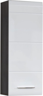 Hängeschrank 'Line', Weiß Hochglanz-Sardegna Rauchsilber