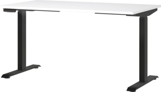 Germania Schreibtisch 7905-614, in Weiß/Schwarz, EL. höhenverstellb, 140 x 120 x 80 cm (BxHxT)