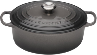 Le Creuset Bräter 'Signature' , Gusseisen , Oval, für alle Herdarten und Induktion geeignet, Flint, 27,0 cm