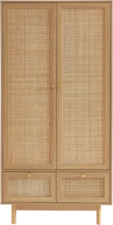 BAÏTA Schrank Helena Eiche, Rattan, 90 cm