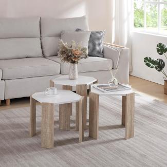 Satztisch Rantasalmi 3er Set Weiß/Eiche-Optik [en. casa]