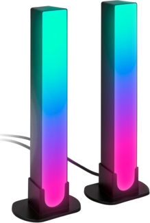 BRILONER – 2er Set LED Lightbar mit Appsteuerung, RGBIC Tischlampe und Wandlampe für Sprachassistenten, Gaming Zubehör mit Musiksensor, TV Hintergrundbeleuchtung, Schwarz, 24 cm hoch