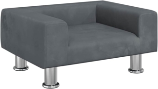 vidaXL Hundebett, Samt, Dunkelgrau, 50 x 40 x 26.5 cm