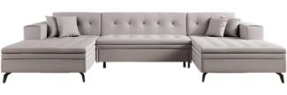 Designer Sofa Vivana mit Schlaffunktion Stoff Beige