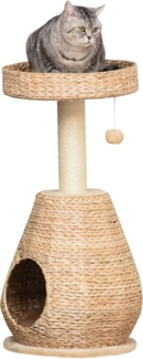 PawHut Kratzbaum Kätzchen Möbel mit Katzenhöhle Ballspielzeug, Sisal weiche Plüsch Höhe 82.5 cm Gelb