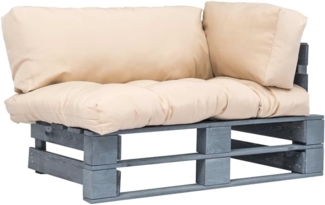 vidaXL Outdoor-Sofa Paletten mit Kissen in Sandfarben Kiefernholz 275293