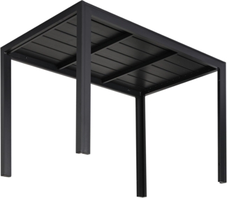 Clevich Gartentisch 110x70 cm aus Aluminium & WPC - Wetterfeste Balkontafel, hitze- und witterungsbeständig für Terrasse und Garten in Schwarz