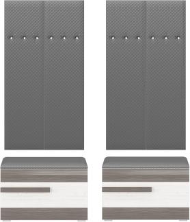 Garderoben-Set "Blanco" Flurgarderobe 6-teilig Pinie weiß grau MDF