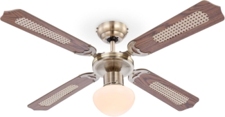 Deckenventilator mit Fernbedienung und Licht Ventilator Lampe Holz Optik 106 cm