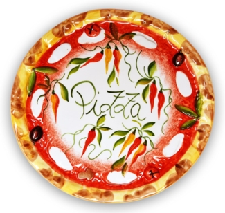 Lashuma Pizzateller Pepperoni, (1 St), Keramik Anrichteteller Ø 33 cm handgemacht