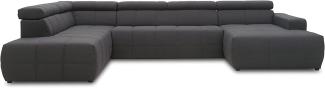 DOMO. collection Brandon Sofa, Wohnlandschaft mit Rückenfunktion in U-Form, Polsterecke Eckgarnitur Polstergarnitur, dunkelgrau, 228 x 359 x 175 cm