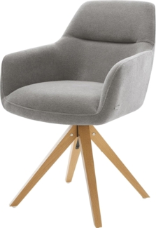 Drehstuhl Pejo-Flex Strukturstoff Soft Grau Holzgestell kantig Natur 180° drehbar Taschenfederkern