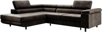 Designer Sofa Costa mit Schlaf und Klappfunktion Dunkelbraun Links